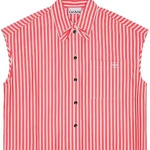 Ganni Red and White Striped Blouse